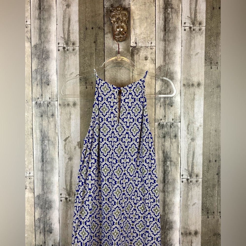NWOT Boden Racer Neck Halter Maxi Dress in Blue Green Floral Tile Size 4 Regular - Picture 4 of 13